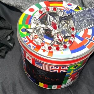 B.B. Simon Silver Belt with Red Accents